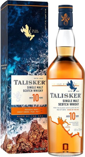 Talisker 10YO 0.7 л. – островно Single Malt Scotch Whisky с торфен дим, морска сол, цитруси и подправки
