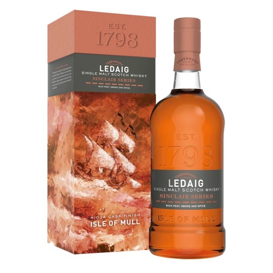 Ледайг Rioja Cask Finish 0.7 л. – Island Single Malt Scotch Whisky с торфен дим, червени плодове, ванилия и подправки Ледайг Rioja Cask Finish 0.7 л. – Island Single Malt Scotch Whisky с торфен дим, червени плодове, ванилия и подправки