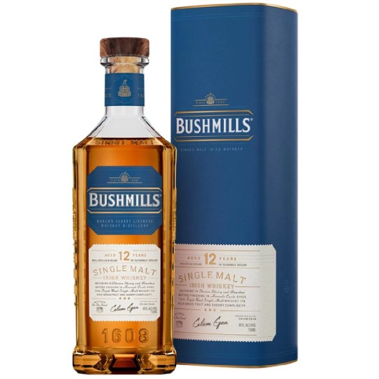 Бушмилс 12YO 0.7 л., тубус – Triple Distilled Single Malt Irish Whiskey с мед, сушени плодове, подправки и карамел Бушмилс 12YO 0.7 л., тубус – Triple Distilled Single Malt Irish Whiskey с мед, сушени плодове, подправки и карамел