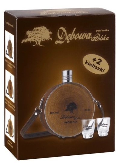  Водка Дебова Манерка + 2 Чаши / Vodka Debowa Hunting Hip Flask + 2 Glasses 0.7 л.