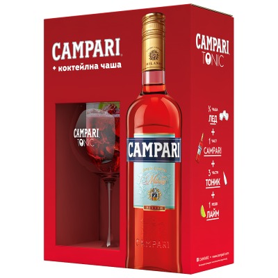  Кампари + Подарък Чаша / Campari Gift Set 0.7 л.